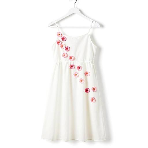 Minimalist White Dress with Pink Florals