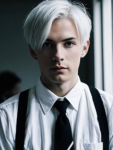 Realistic White-Haired Male Portrait