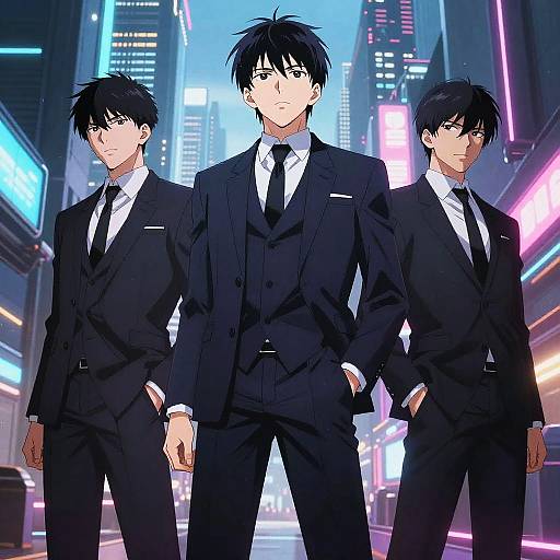 Anime Characters in Neon Cyberpunk Suits