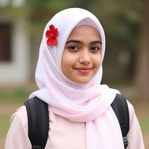 Smiling Girl with Floral Headscarf