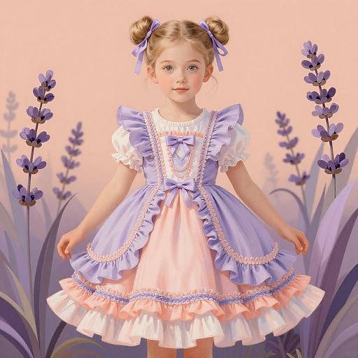 Charming Young Girl in Pastel Wonderland