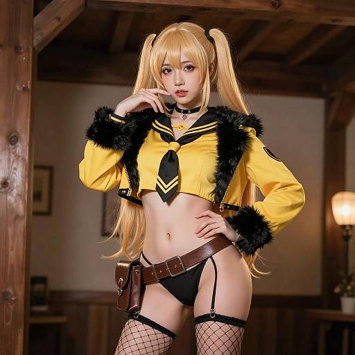 Blonde Cosplayer in Yellow Sailor Outfit