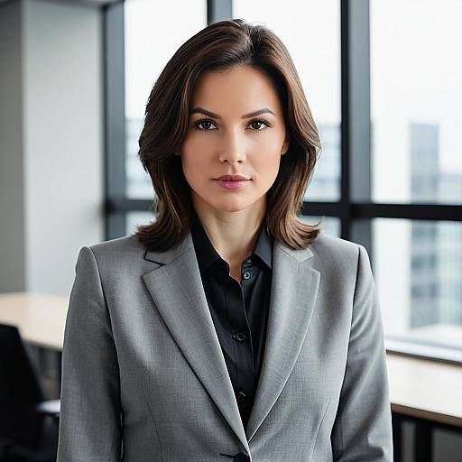 Professional Businesswoman in Grey Suit