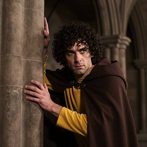 Gothic Man in Cloak with Intense Stare