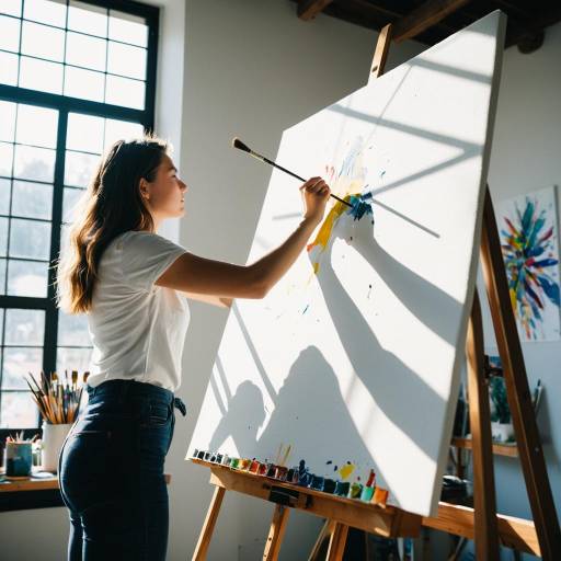 Vibrant Painting Scene in Sunlit Studio