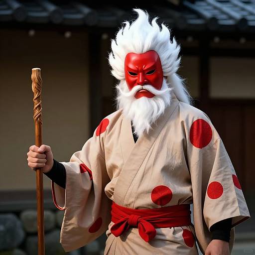 Wild White Mane Warrior in Kimono