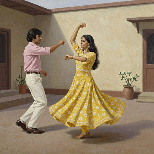 1970s Pakistani Couple Dancing Artwork