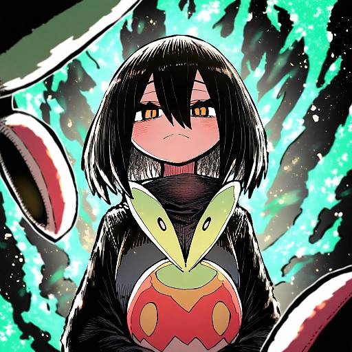 Illustration of Applin, pokemon in the style of Zyugoya