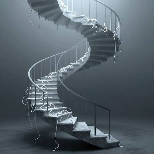 Ethereal Spiral Staircase in Mist