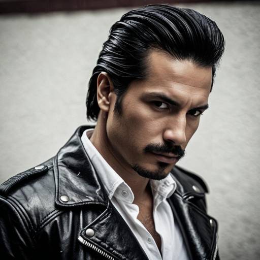 Man with Slicked-Back Hair and Leather Jacket