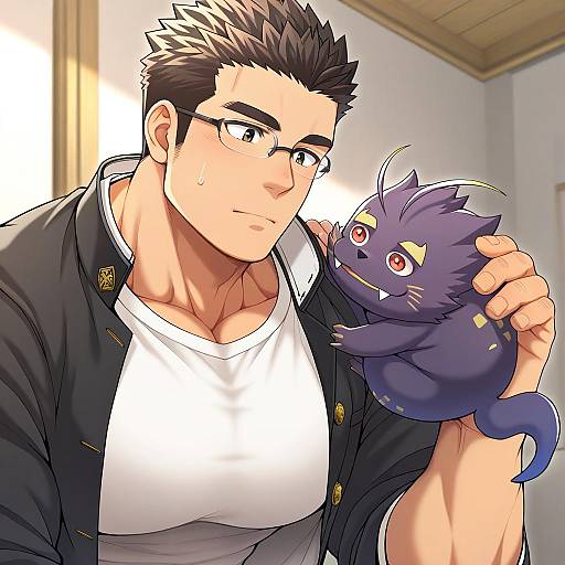 Illustration of Motoori shiro, tokyo afterschool summoners in the style of Kobaji