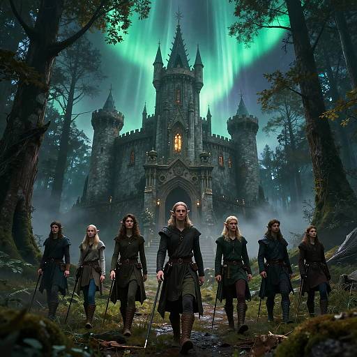 Elven Mystical Boreal Forest Scene