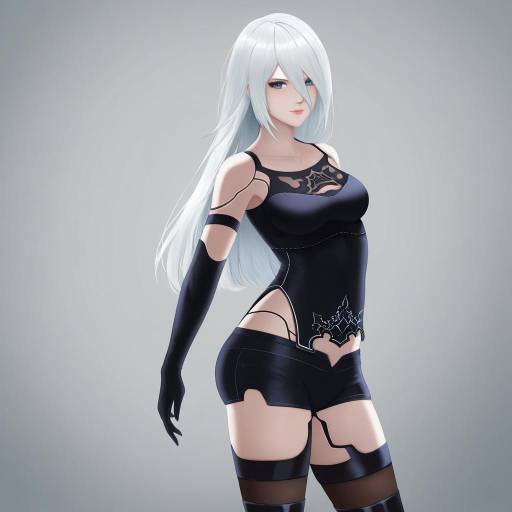 Anime Style Female Android with White Hair