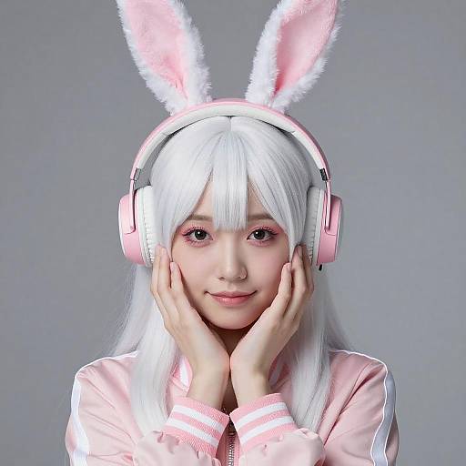 Portrait of Woman with Bunny Headphones