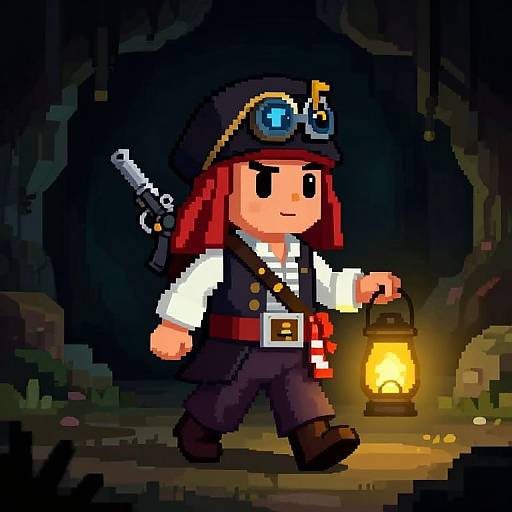 Pixel Art Toddler Privateer Adventurer