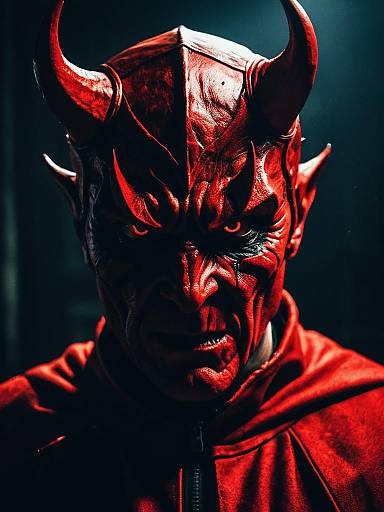 Man in Red Devil Costume Portrait