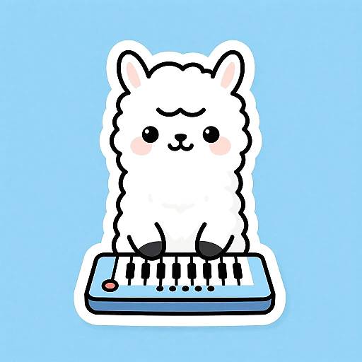 Cute Kawaii Llama Playing Synth