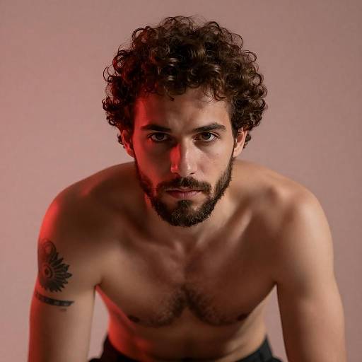 Intense Portrait of a Shirtless Man