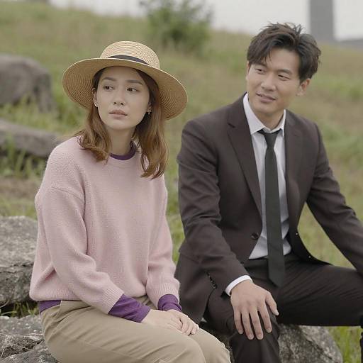 Couple Relaxing on Rocky Outcrop