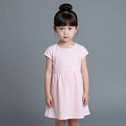 Realistic Girl in Pink Babydoll Dress