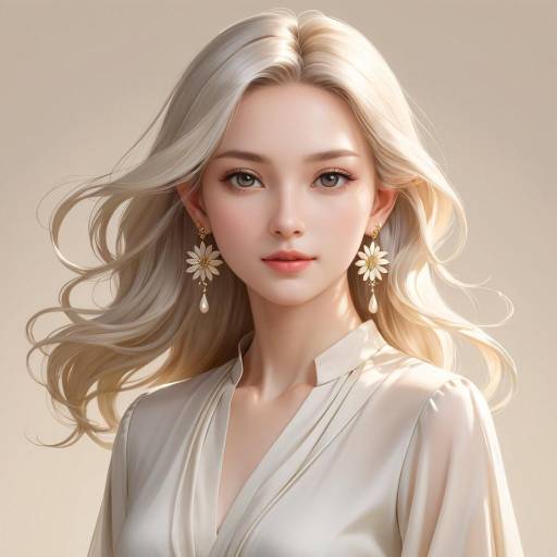 Portrait of Elegant Blonde Woman with Flowing Hair