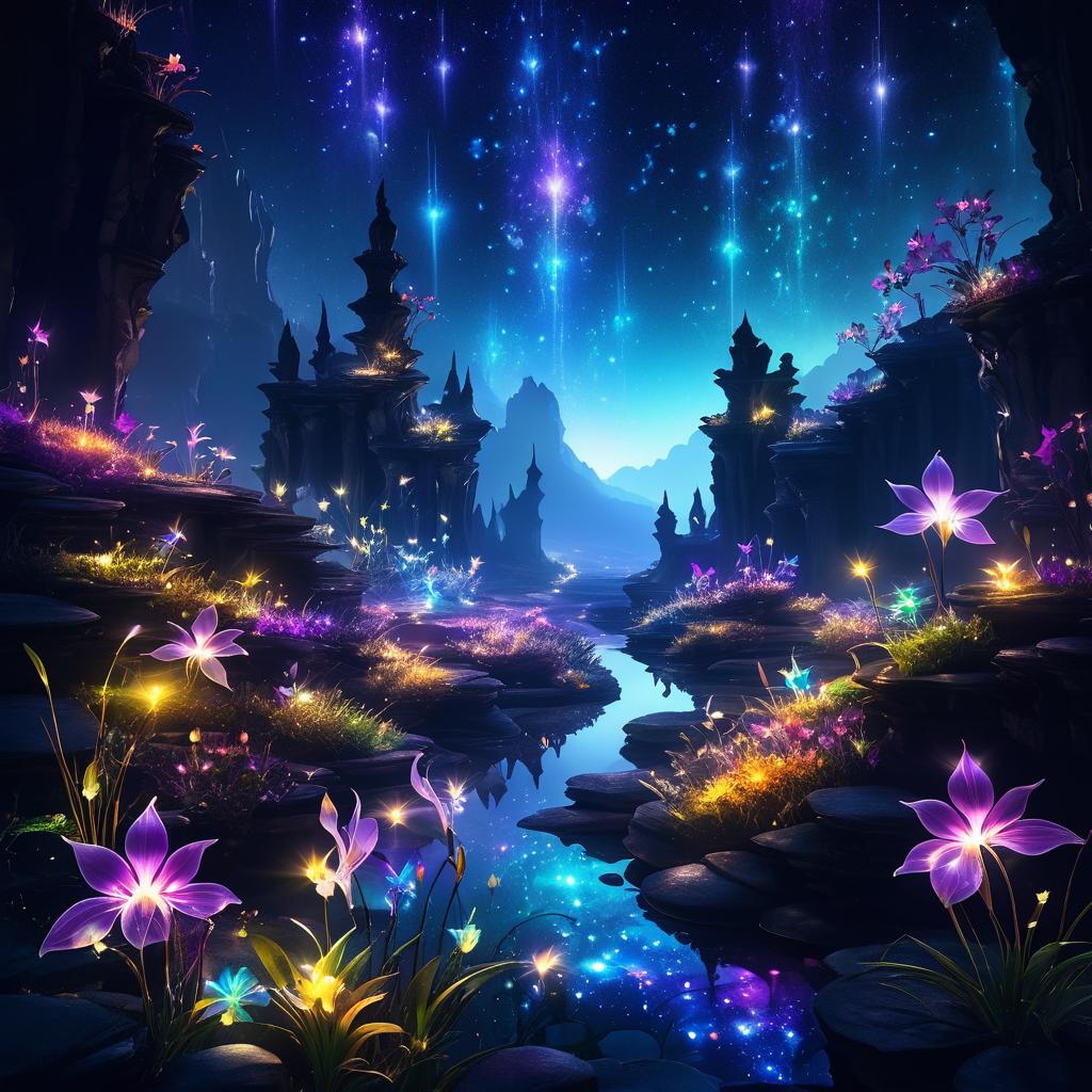 Magical Midnight Orchid Landscape