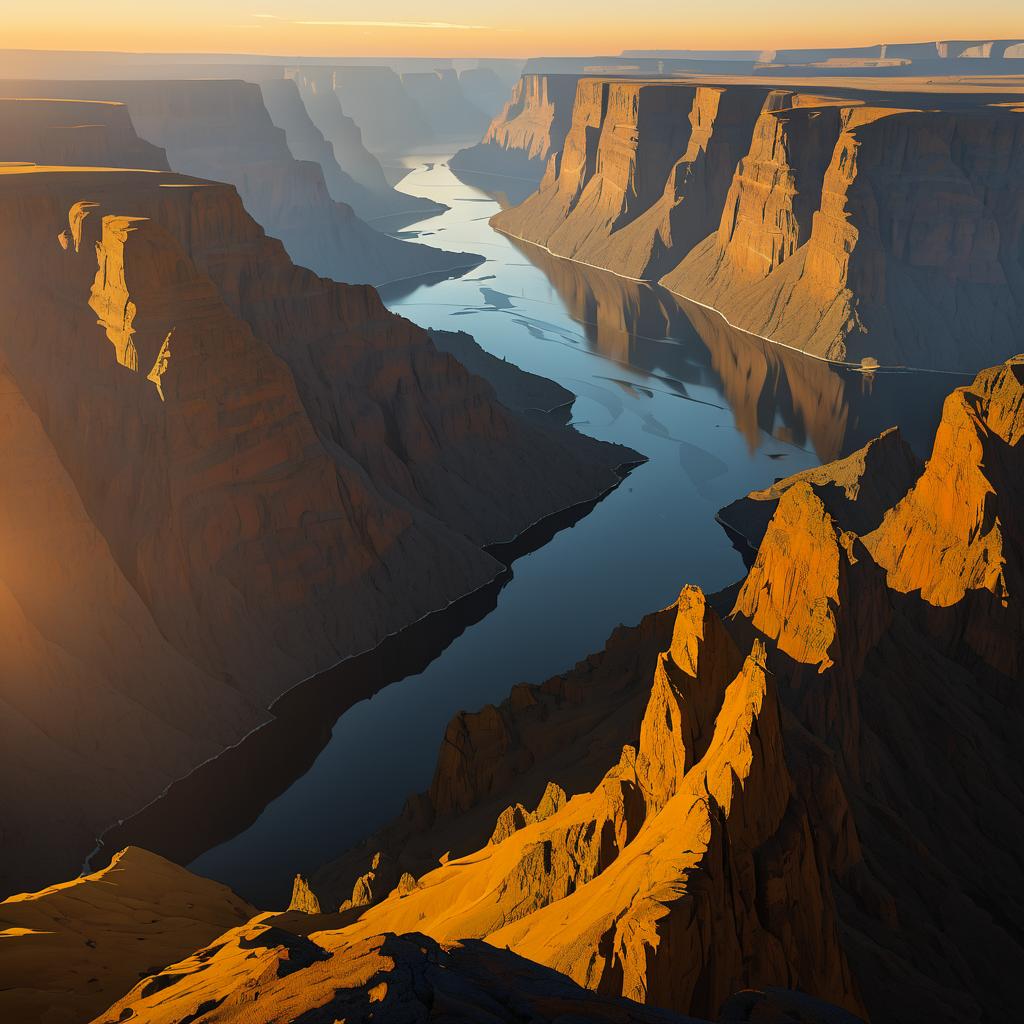 Golden Hour Over Misty Southwestern Canyons