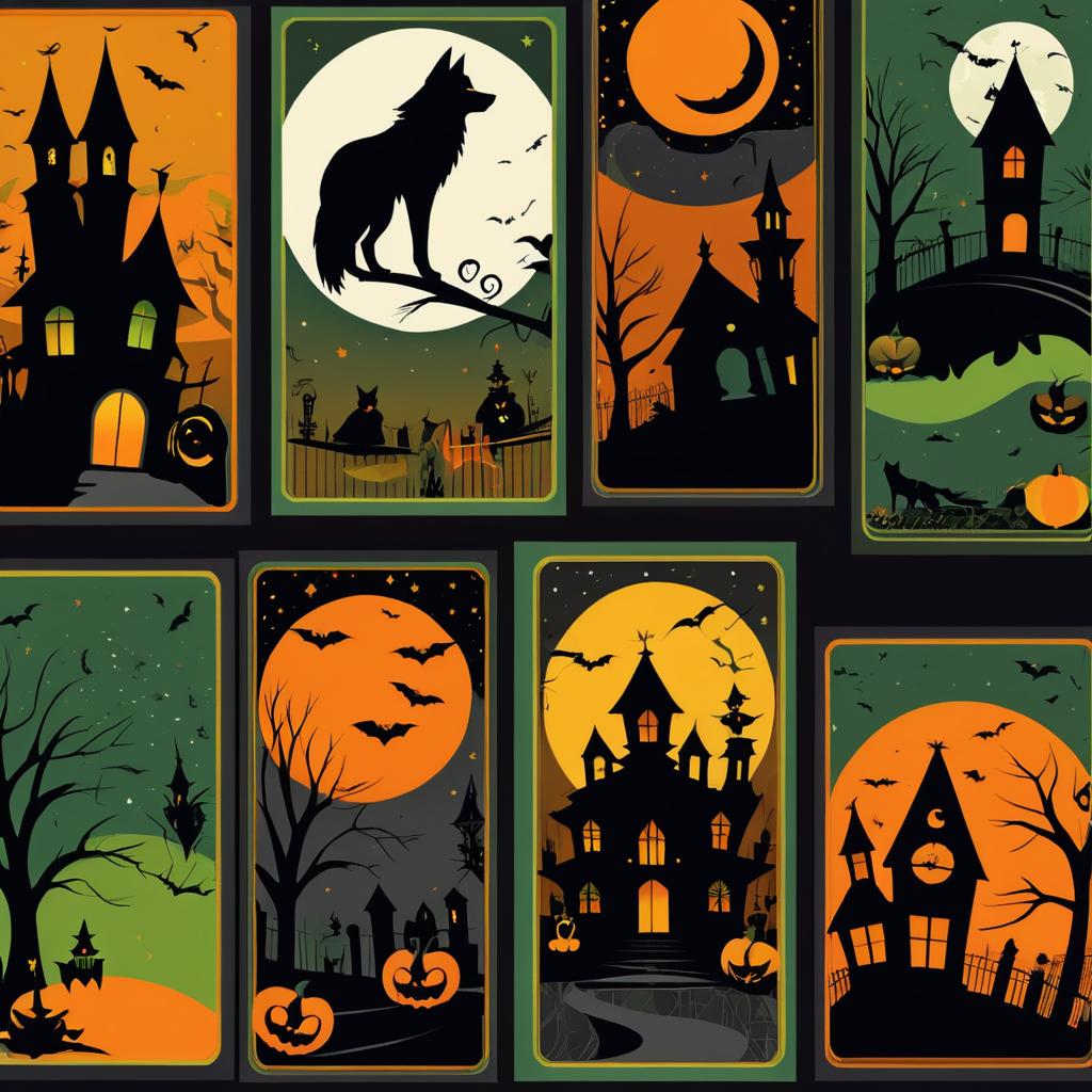 Nostalgic Retro Halloween Character Cards