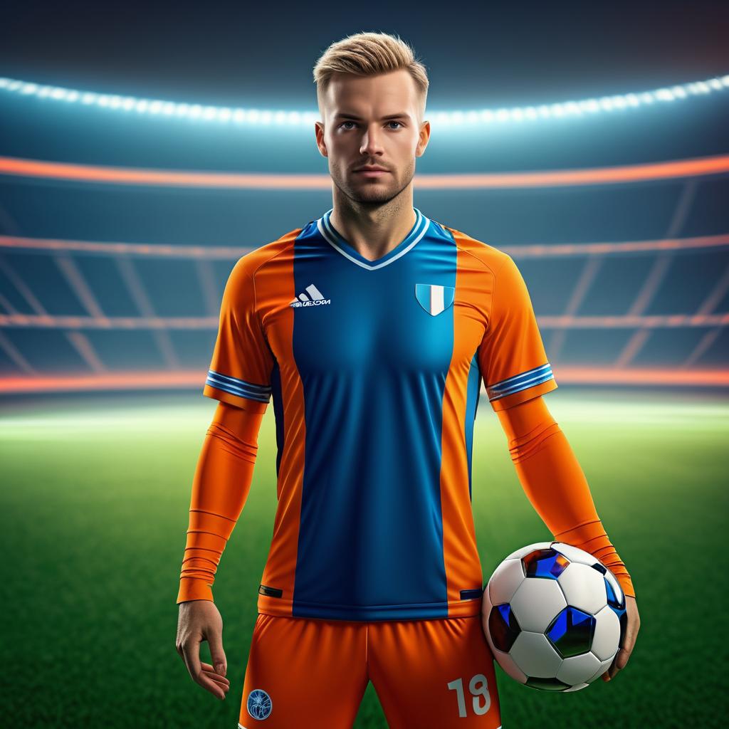 Futuristic Dutch Soccer Player in Action