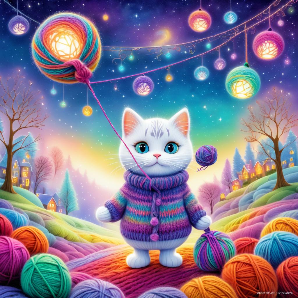 Whimsical Cat in a Colorful Dreamscape