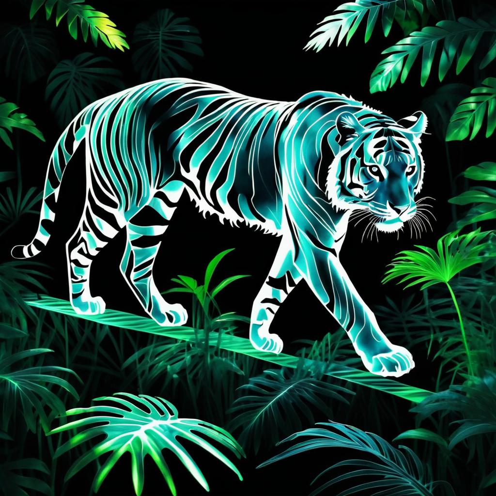 X-Ray Tiger in Lush Jungle Art