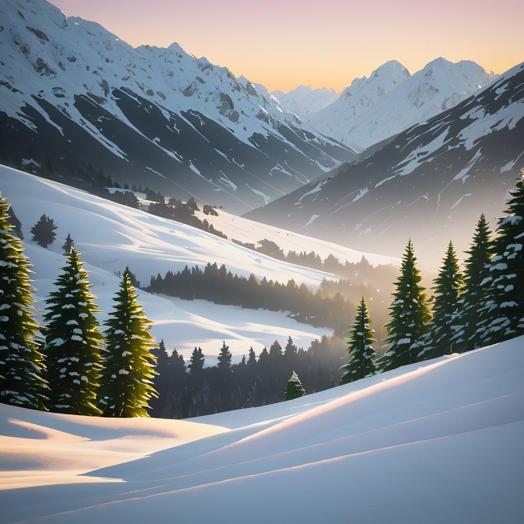 Serene Dawn Over Snow-Capped Peaks