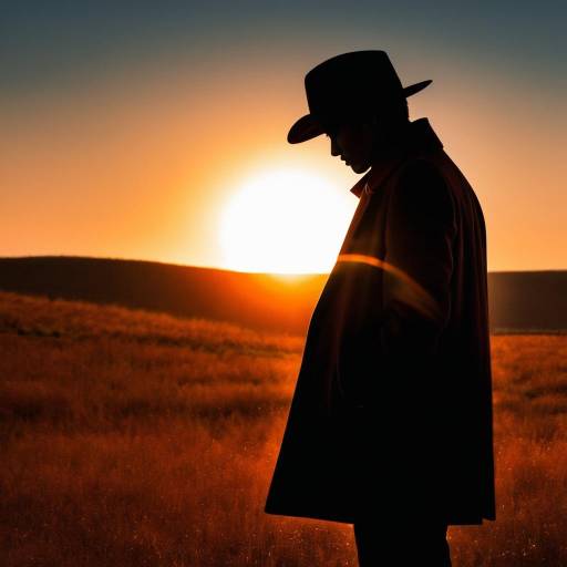 Silhouette of a Boy in Fedora at Sunset