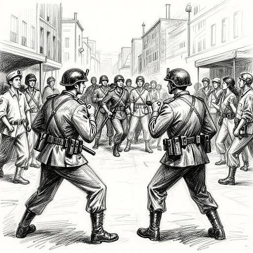 Dramatic Coup d'Etat Pencil Sketch