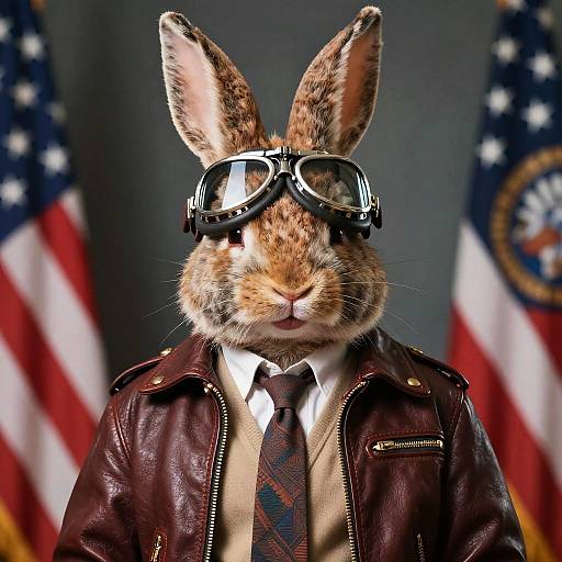 Anthropomorphic Rabbit as Confident President