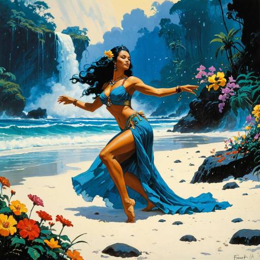 Goddess Dancing on Tropical Beach