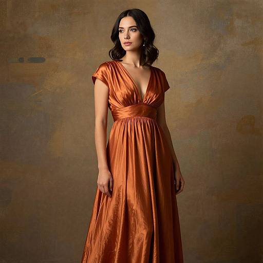 Elegant Woman in Copper Dress