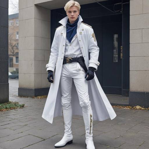 Stylish Male Character in White Attire