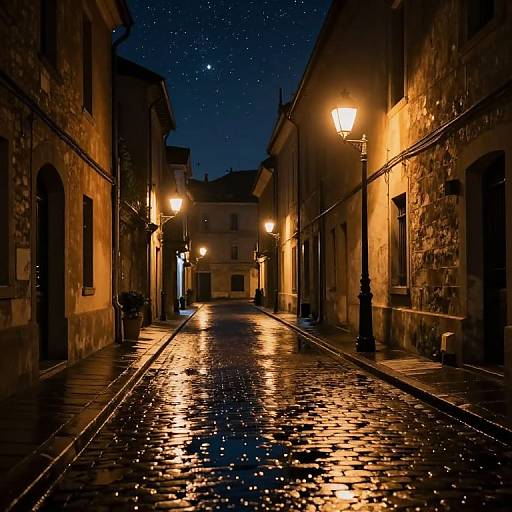 Dreamlike Alleyway Under Starry Night