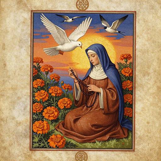 Mystic Nun in Illuminated Manuscript