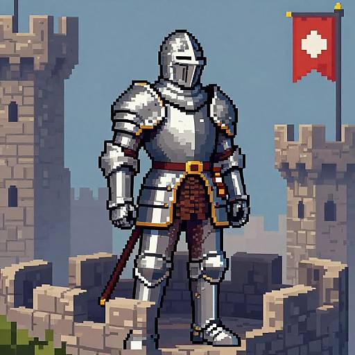 Pixel Art Medieval Knight Portrait