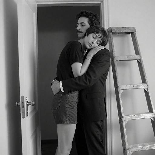 Noir Doorway Embrace with Ladder