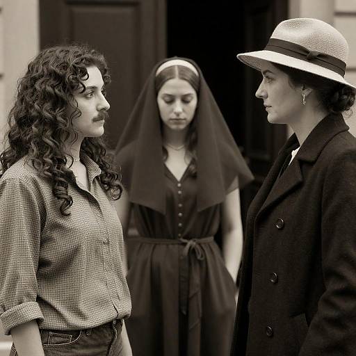 Vintage Sepia Portrait of Three Women