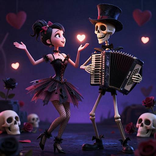 Valentine's Day Gothic Dance with Skeletal Accordionist