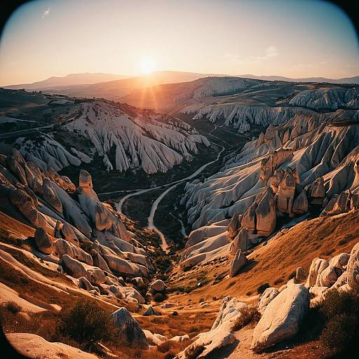 Sunset Over Cappadocia Rock Formations