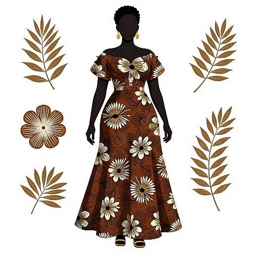 Ankara Fashion Brown Floral Dress