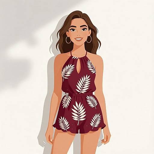 Bohemian Woman in Burgundy Romper