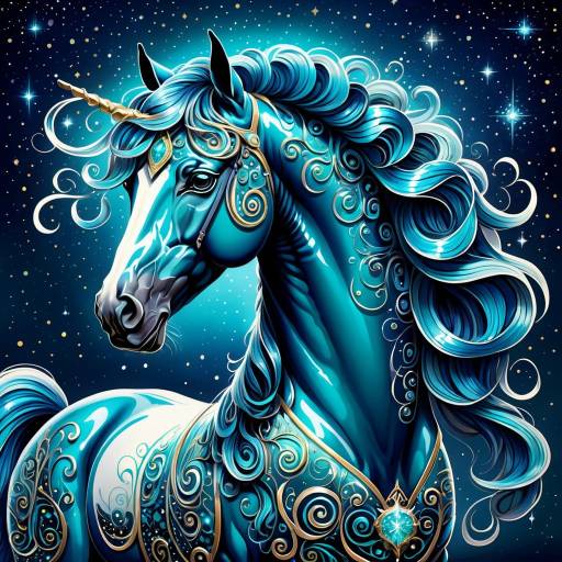 Mystical Horse Under Starry Night Sky