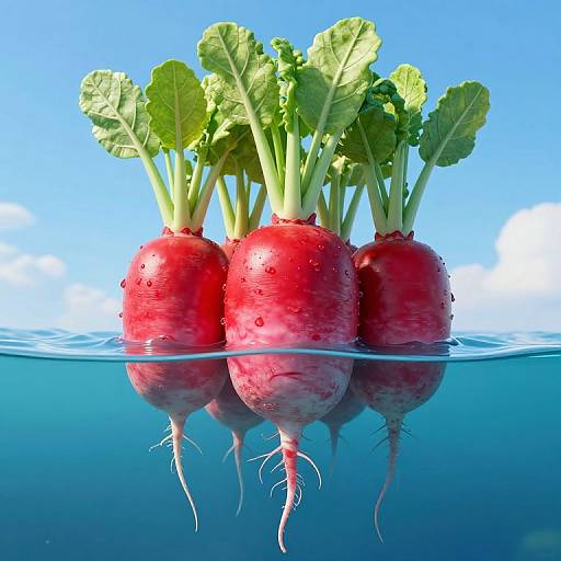 Surreal Upside-Down Radishes Scene