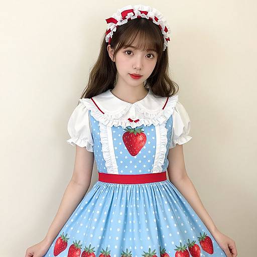 Vintage-Inspired Strawberry Polka Dot Dress